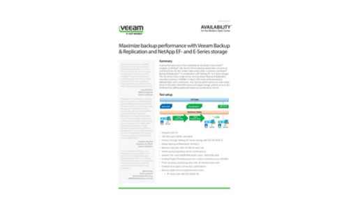 Veeam Backup 및 Replication 및 NetApp EF- 및 E-Series Storage로 백업 성능을 최대화합니다.