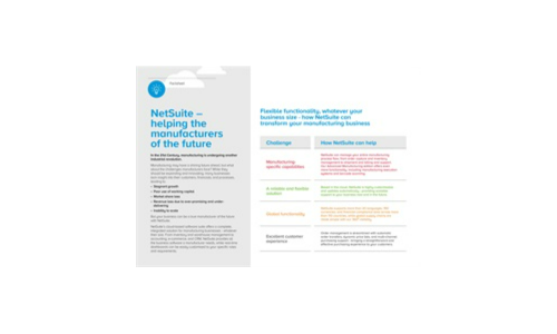 Netsuite- 미래의 제조업체를 돕습니다